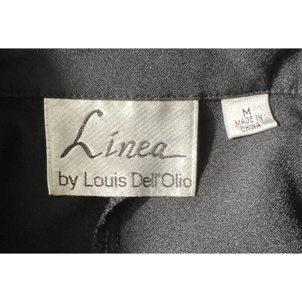 Linea by Louis Dell’Olio Black Long Sleeve Button Front Shirt Medium - Picture 6 of 7